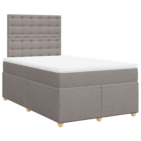 vidaXL Sommier à lattes de lit avec matelas taupe 120x190 cm tissu