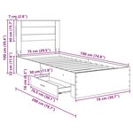 vidaXL Cadre de lit Gris Béton et Argent 75 x 190 cm Bois d'ingénierie