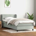 vidaXL Sommier à lattes de lit et matelas gris clair 90x220 cm velours