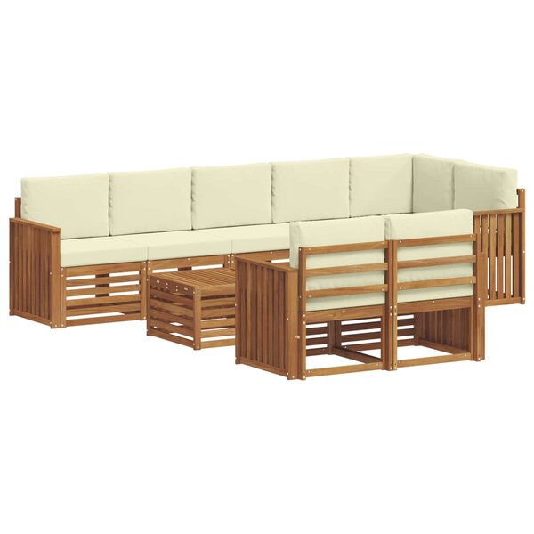 vidaXL Ensemble de canapés d'extérieur 9 pc Naturel et Crème Polyester