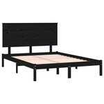 vidaXL Cadre de lit Noir Bois de pin massif 140x190 cm