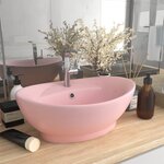 vidaXL Lavabo ovale de luxe à trop-plein Rose mat 58 5x39 cm Céramique