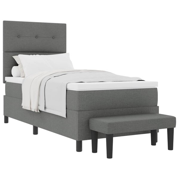 vidaXL Lit à ressorts avec tête de lit Gris foncé 80 x 200 cm tissu