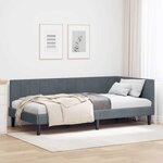vidaXL Cadre de lit d'angle Gris foncé 90 cm x 200 cm tissu