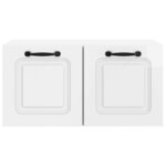 vidaXL Meuble TV mural Montage mural Blanc brillant 59 5 x 31 x 30 cm