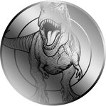 Pièce de monnaie en Platine 12 Dollars g 0.031 (1/1000 oz) Millésime 2026 T-REX 1/1000 (PRÉCOMMANDE)
