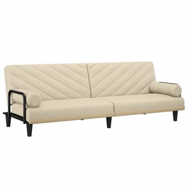 vidaXL Canapé-lit avec accoudoirs crème tissu
