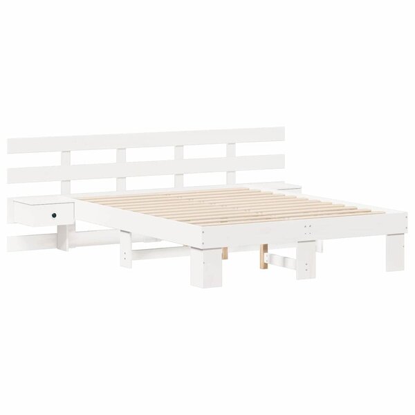 vidaXL Cadre de lit Blanc 135 x 190 cm Pin massif et pin massif