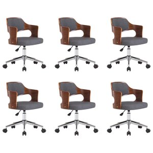 vidaXL Chaises pivotantes à manger lot de 6 gris bois courbé et tissu