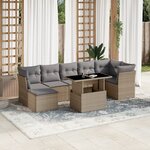 vidaXL Salon de jardin avec coussins 8 Pièces beige résine tressée