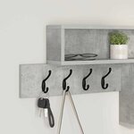 vidaXL Porte-manteau mural avec étagère Gris béton 100 x 12 x 43 5 cm