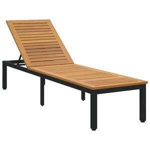 vidaXL Chaise longue Noir 200 x 55 x 35 cm Bois d'acacia massif