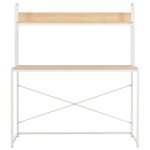 Bureau table poste de travail meuble d'ordinateur informatique étude d'ordinateur et chêne 120 x 60 x 138 cm blanc 02_0023721