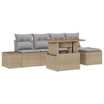 vidaXL Ensemble de Canapé de Jardin 6 Pièces avec Coussins Beige en Poly Rotin
