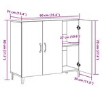 vidaXL Buffet vieux bois 90x34x80 cm bois d'ingénierie