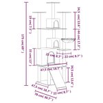 vidaXL Arbre à chat avec griffoirs en sisal Crème 175 cm