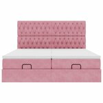 vidaXL Cadre de lit ottoman avec matelas rose 180x200 cm velours