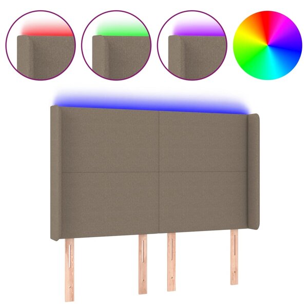 vidaXL Tête de lit à LED Taupe 147x16x118/128 cm Tissu