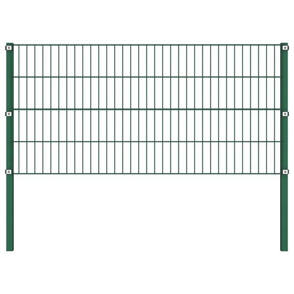 vidaXL Panneau de clôture avec poteaux Fer 1 7 x 0 8 m Vert