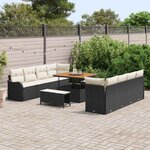 vidaXL Ensemble de canapé de jardin 11 Pièces Noir polyrotin