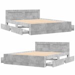 vidaXL Cadre de lit et tête de lit sans matelas gris béton 160x200 cm