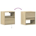 vidaXL Tables de chevet murales avec lumières LED 2 Pièces chêne sonoma