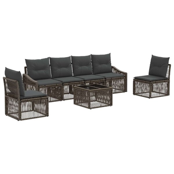 vidaXL Ensemble de canapé de jardin 7 Pièces Gris polyrotin