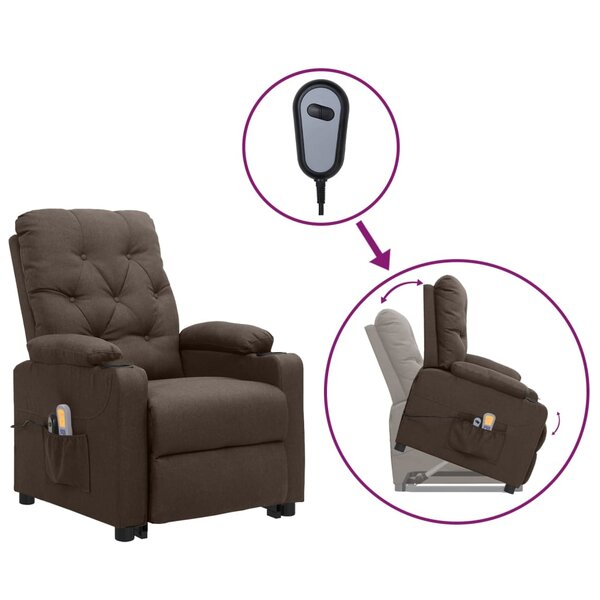 vidaXL Fauteuil de massage Marron Tissu