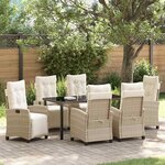 vidaXL Ensemble de salle à manger pour jardin 7 Pièces Beige polyrotin
