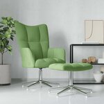 vidaXL Chaise de relaxation avec tabouret Vert clair Velours