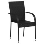 vidaXL Chaises empilables d'extérieur lot de 4 Résine tressée Noir