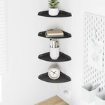 vidaXL Étagère Flottante d'Angle 4 pc Noir 18 x 18 x 2 cm