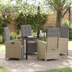 vidaXL Ensemble de salle à manger pour jardin 5 Pièces Beige polyrotin