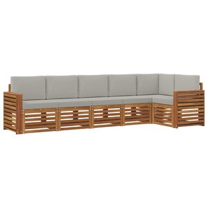 vidaXL Ensemble de canapés d'extérieur 6 pc Gris Naturel et Clair