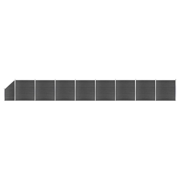 vidaXL Ensemble de panneau de clôture WPC 1484x(105-186) cm Noir