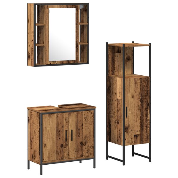 vidaXL Ensemble de meubles de salle de bain 3 pièces en bois ancien