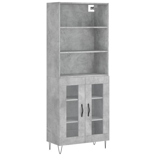 vidaXL Buffet haut Gris béton 69 5x34x180 cm Bois d'ingénierie
