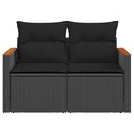 vidaXL Canapé de jardin avec coussins 2 places noir résine tressée