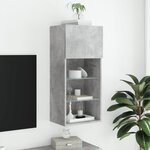 vidaXL Meuble TV avec lumières LED gris béton 40 5x30x90 cm