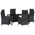 vidaXL Ensemble de salle à manger pour jardin 5 Pièces Noir polyrotin