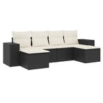 vidaXL Salon de jardin 6 Pièces avec coussins noir résine tressée