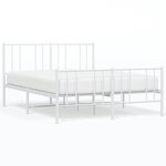 vidaXL Cadre de lit métal sans matelas et pied de lit blanc 150x200 cm