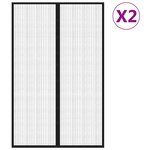 vidaXL Rideaux de porte anti-insectes 2 Pièces et aimants noir 220x130 cm