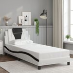 vidaXL Cadre de lit avec lumières LED blanc noir 90x190 cm similicuir
