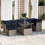 vidaXL Salon de jardin avec coussins 8 Pièces gris résine tressée acacia