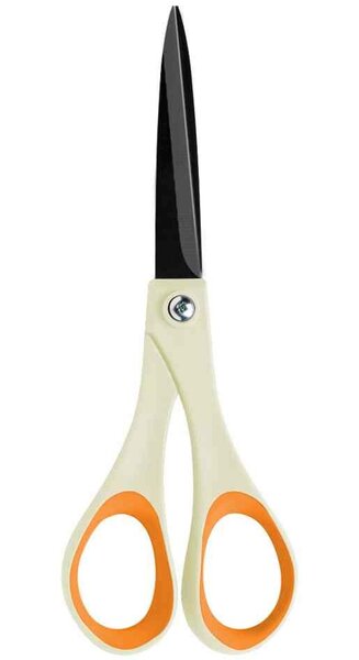 Ciseaux avec lame titane Non Stick 18cm  ambidextre blanc/orange FISKARS