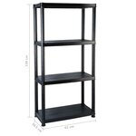 vidaXL Étagère de rangement à 4 niveaux Noir 61x30 5x130 cm Plastique
