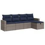 vidaXL Salon de jardin 5 Pièces avec coussins gris résine tressée