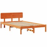 vidaXL Cadre de lit avec tête de lit Brun cire 135 x 190 cm Pin massif