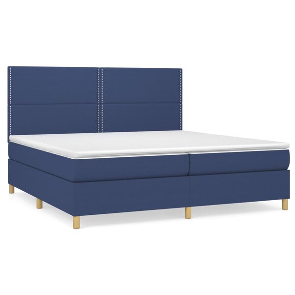 vidaXL Sommier à lattes de lit avec matelas Bleu 200x200 cm Tissu